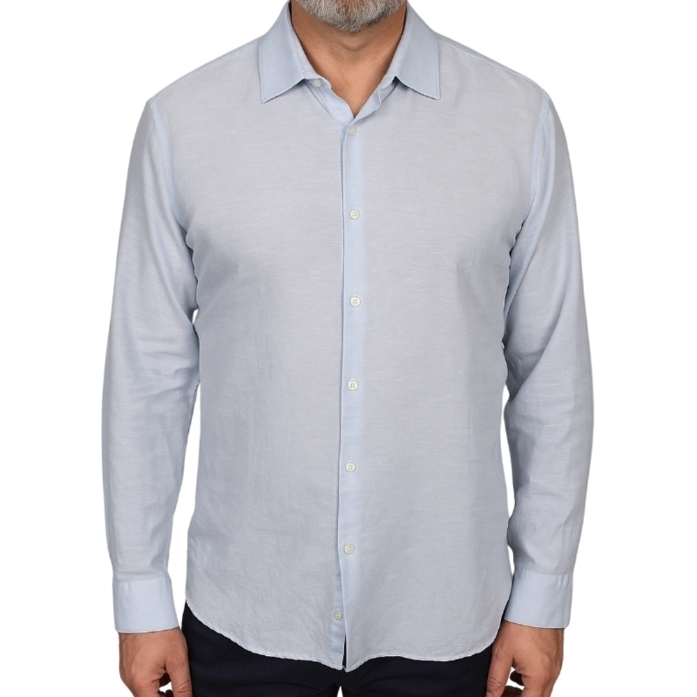 John Varvatos Slim Fit Linen Cotton Blend Men's Long Sleeve Button Up 16.5 34/35